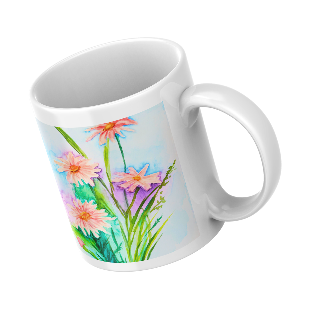 Dreamy Pink Bouquet Mug – Watercolor Floral Ceramic Coffee Mug