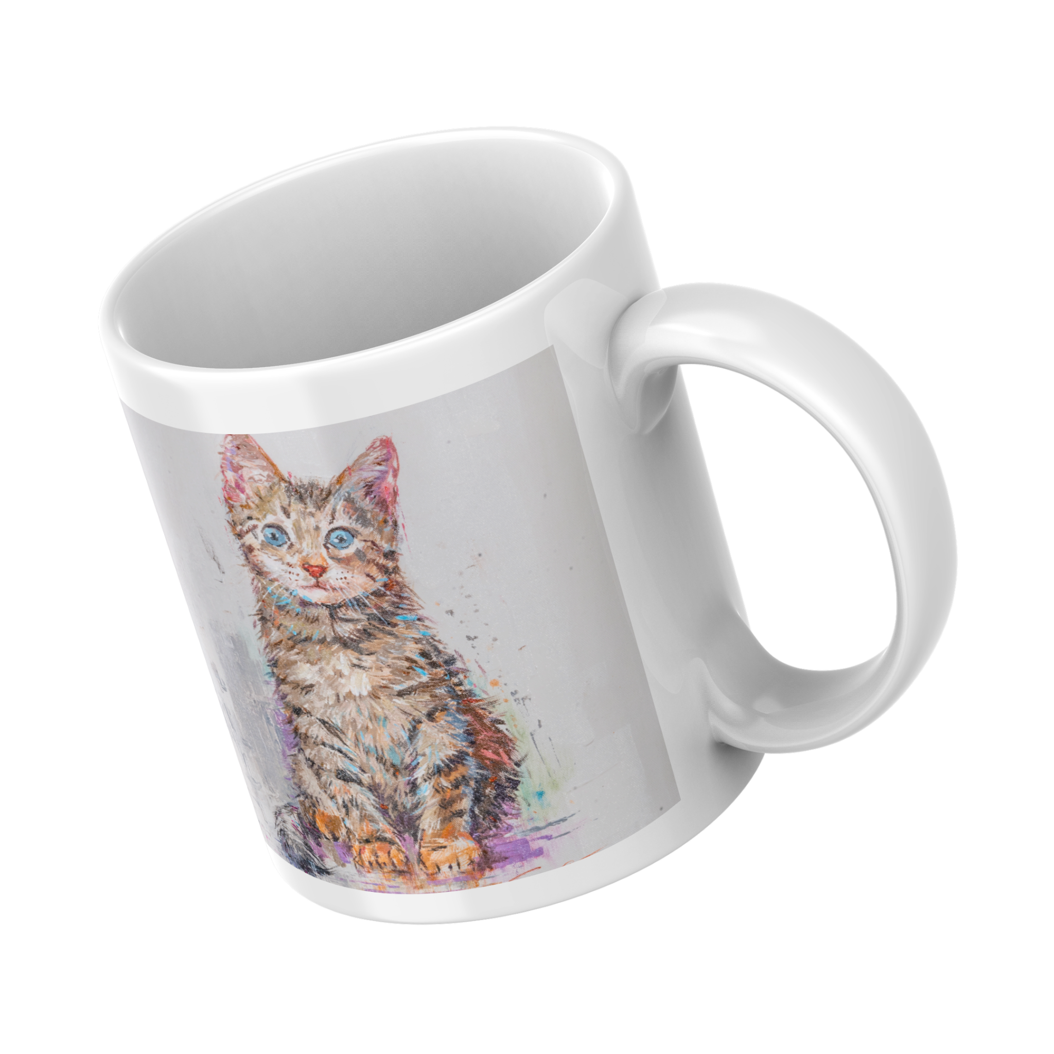 Blue-Eyed Tabby Kitten Mug – Adorable Cat Ceramic Coffee Mug