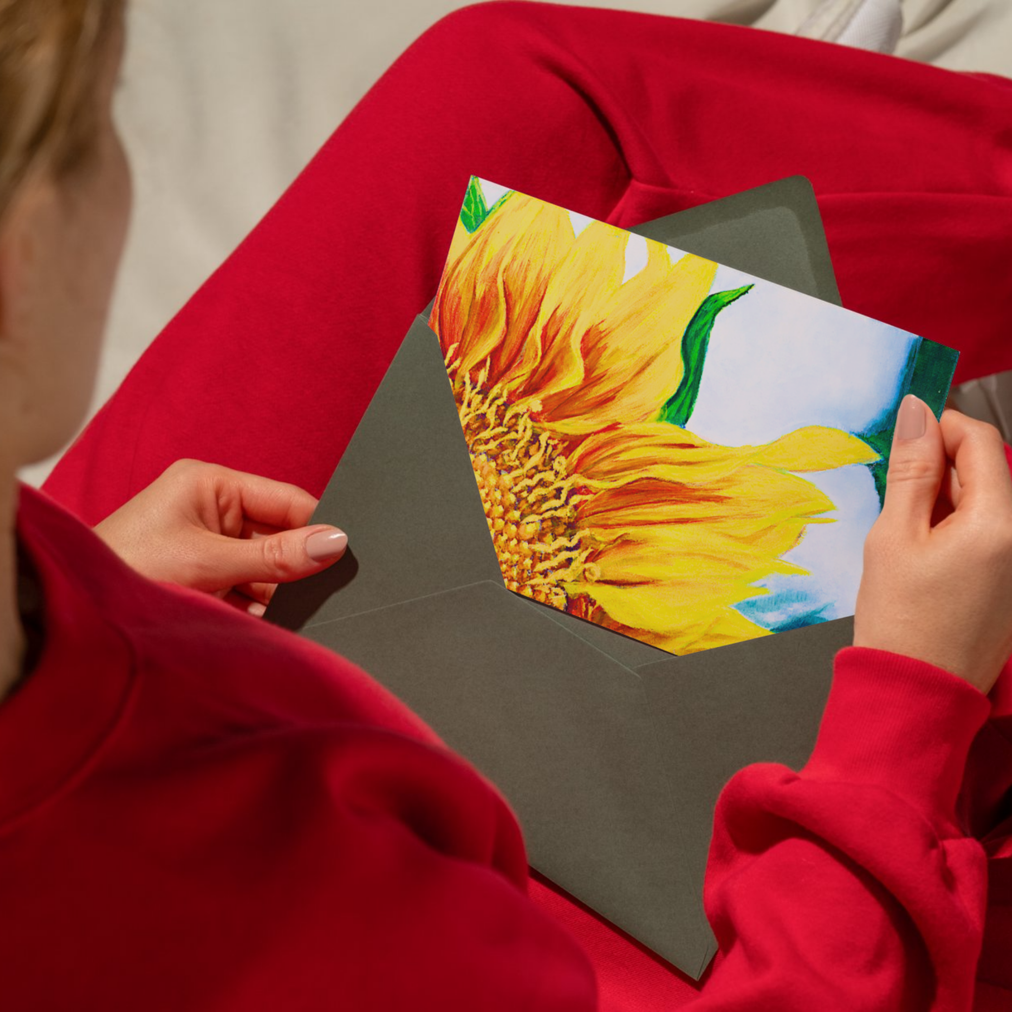 Radiant Sunflower Floral Card – Acrylic Painting Design