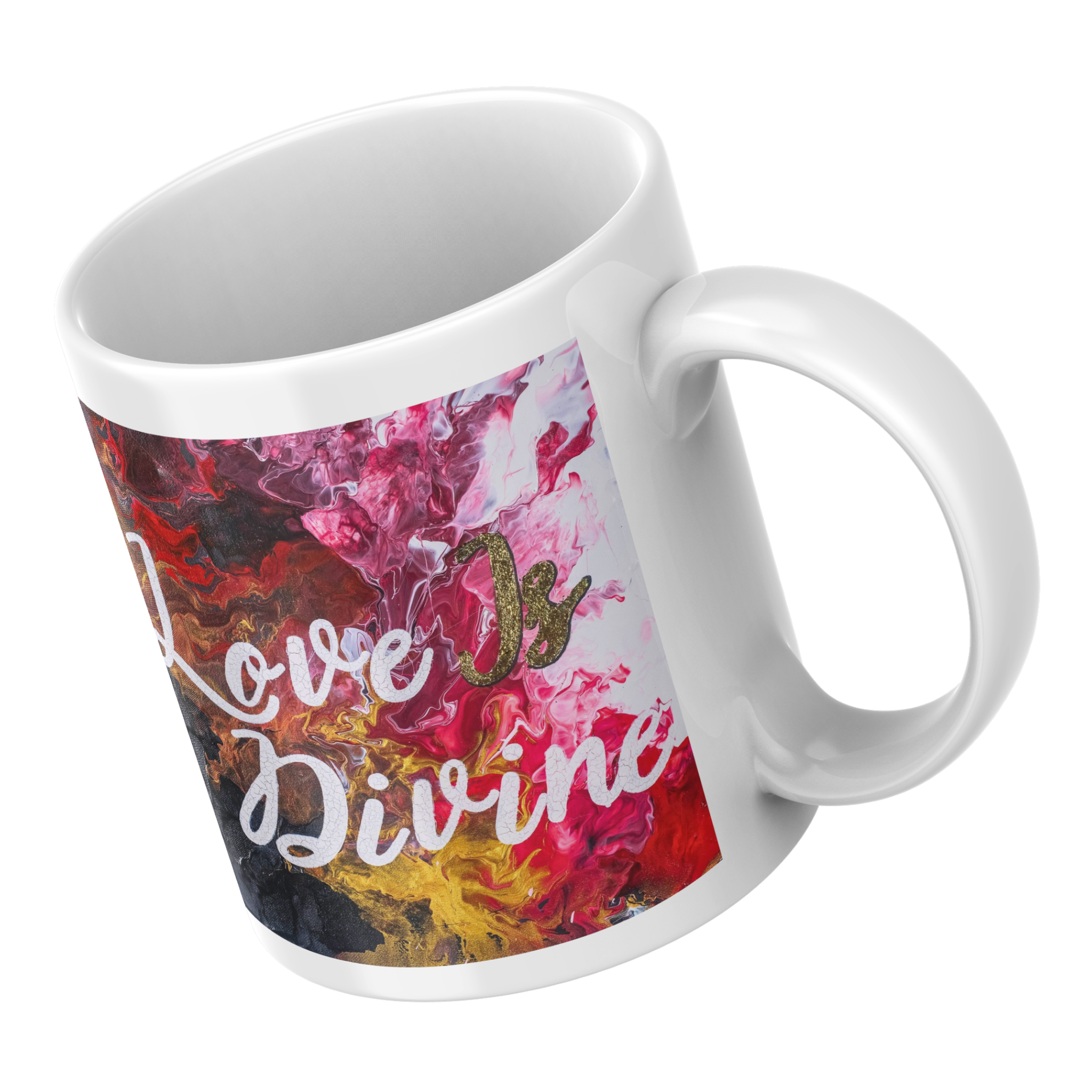 Love Is Divine Mug – Ceramic Mug with Abstract Art & Spiritual Message