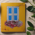 Window Bloom – Blank Greeting Card with Craft Envelope & Rustic Floral Window Artwork