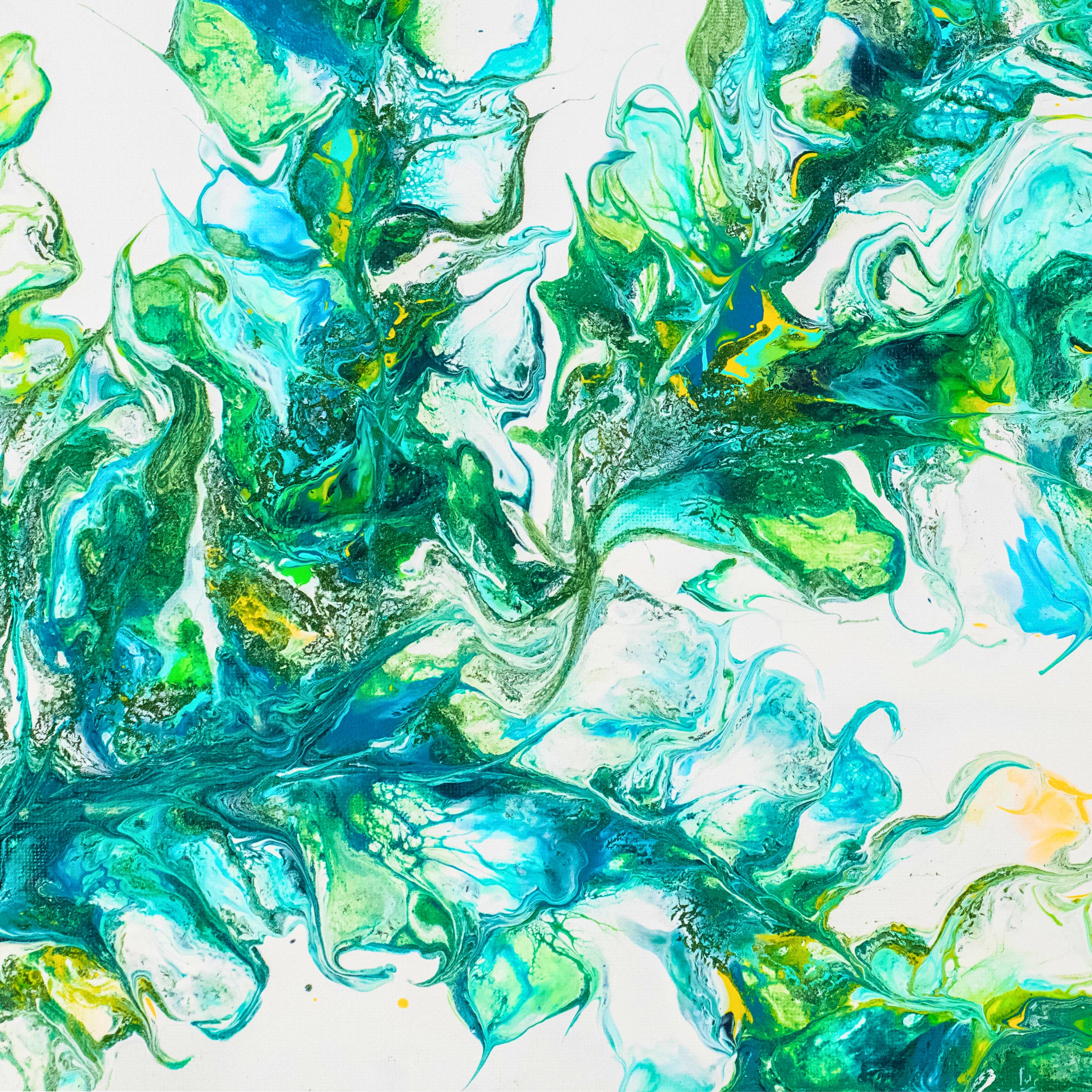 Organic Flow – Abstract Nature Canvas Art in Green & Blue Tones