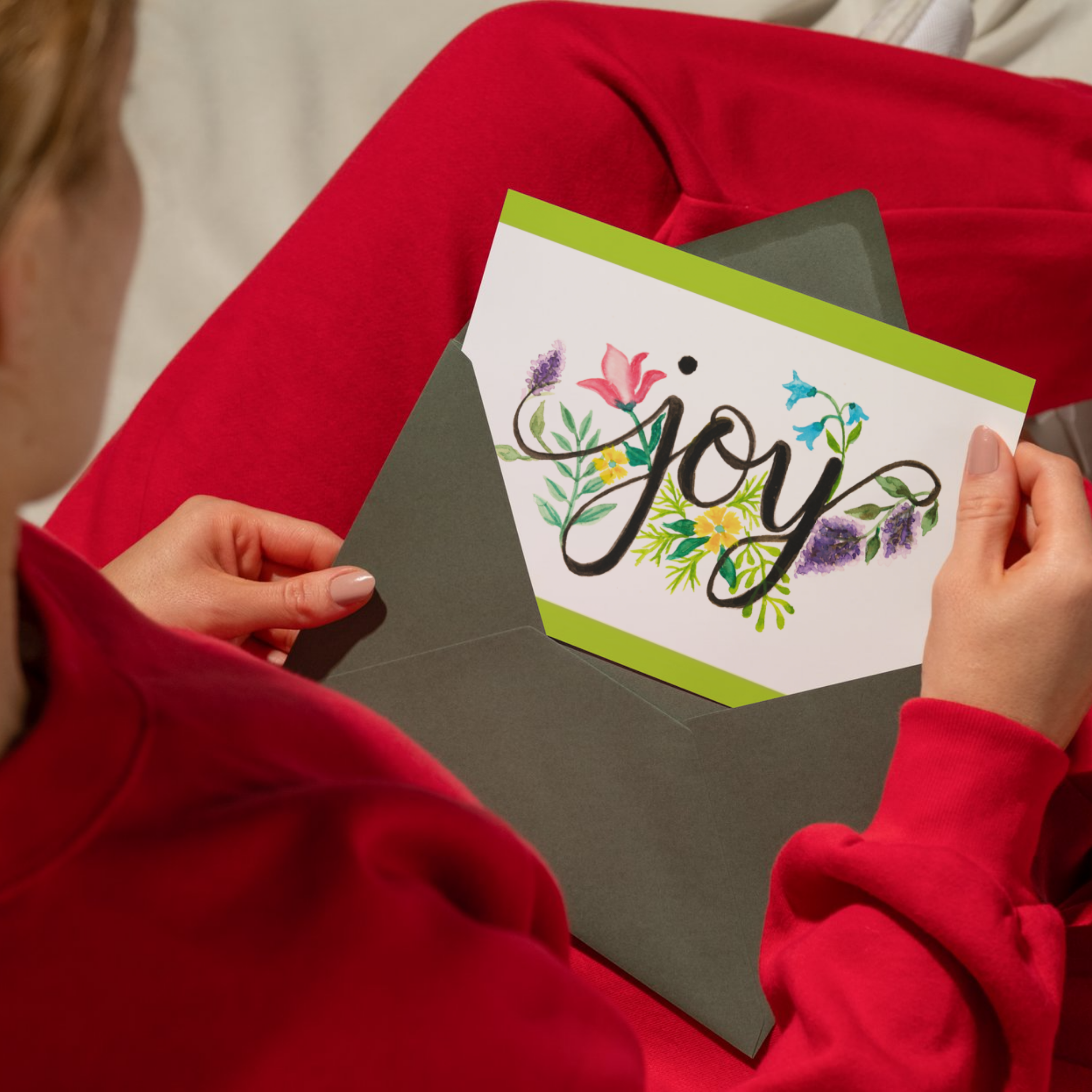 Joy Floral Card – Watercolor Illustration Design