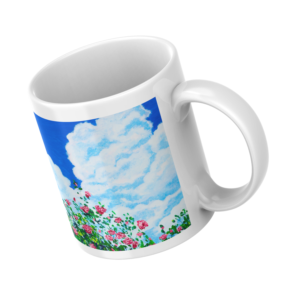 Skyward Roses Mug – Pink Roses Ceramic Coffee Mug