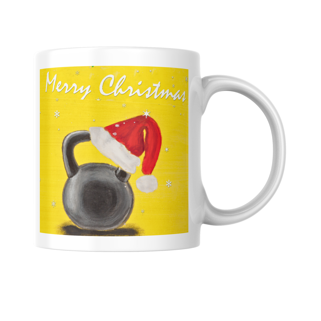 Kettlebell Santa Mug – Merry Fitmas Ceramic Coffee Mug
