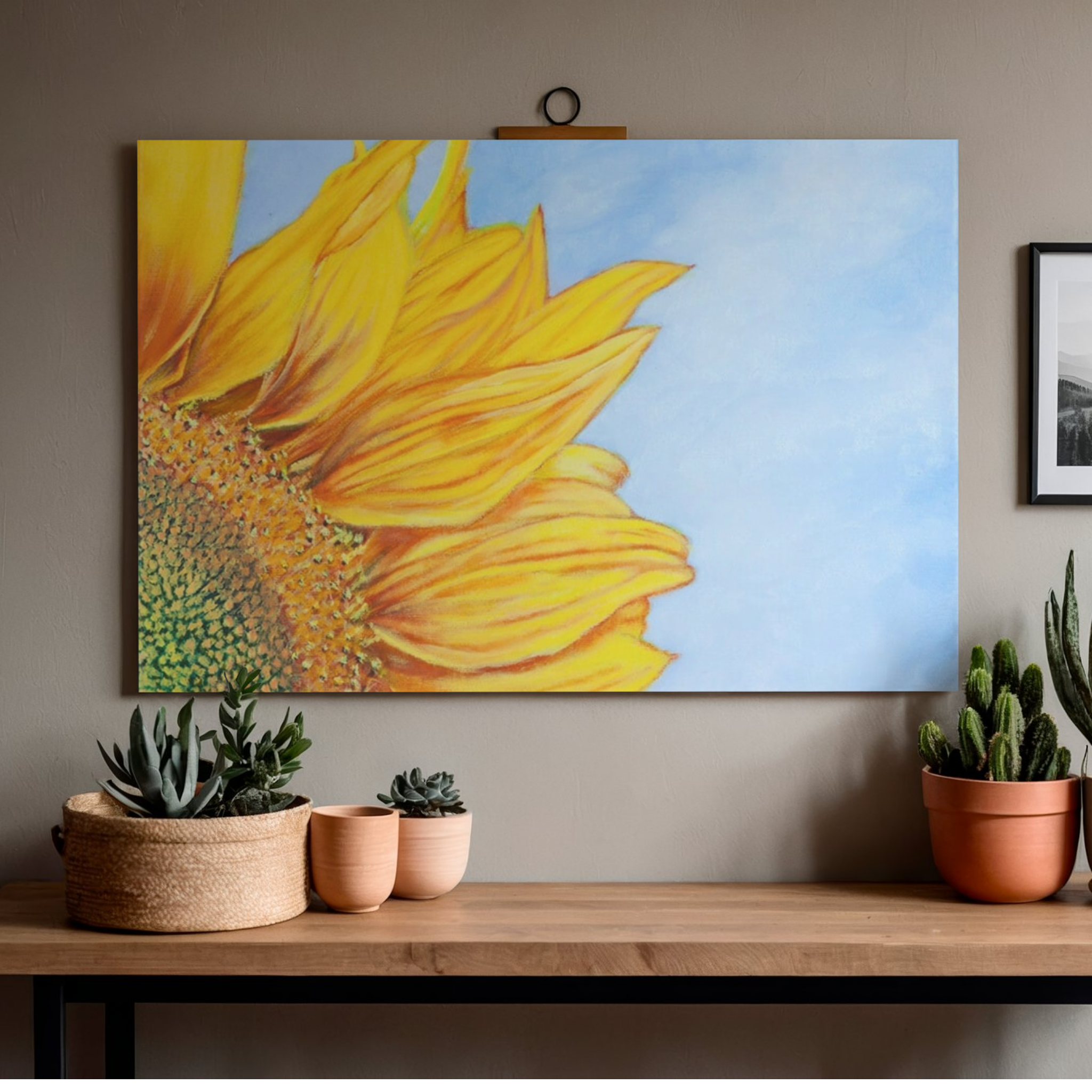 Sunflower Sky Canvas Print – A3 Soft Yellow Floral Wall Art