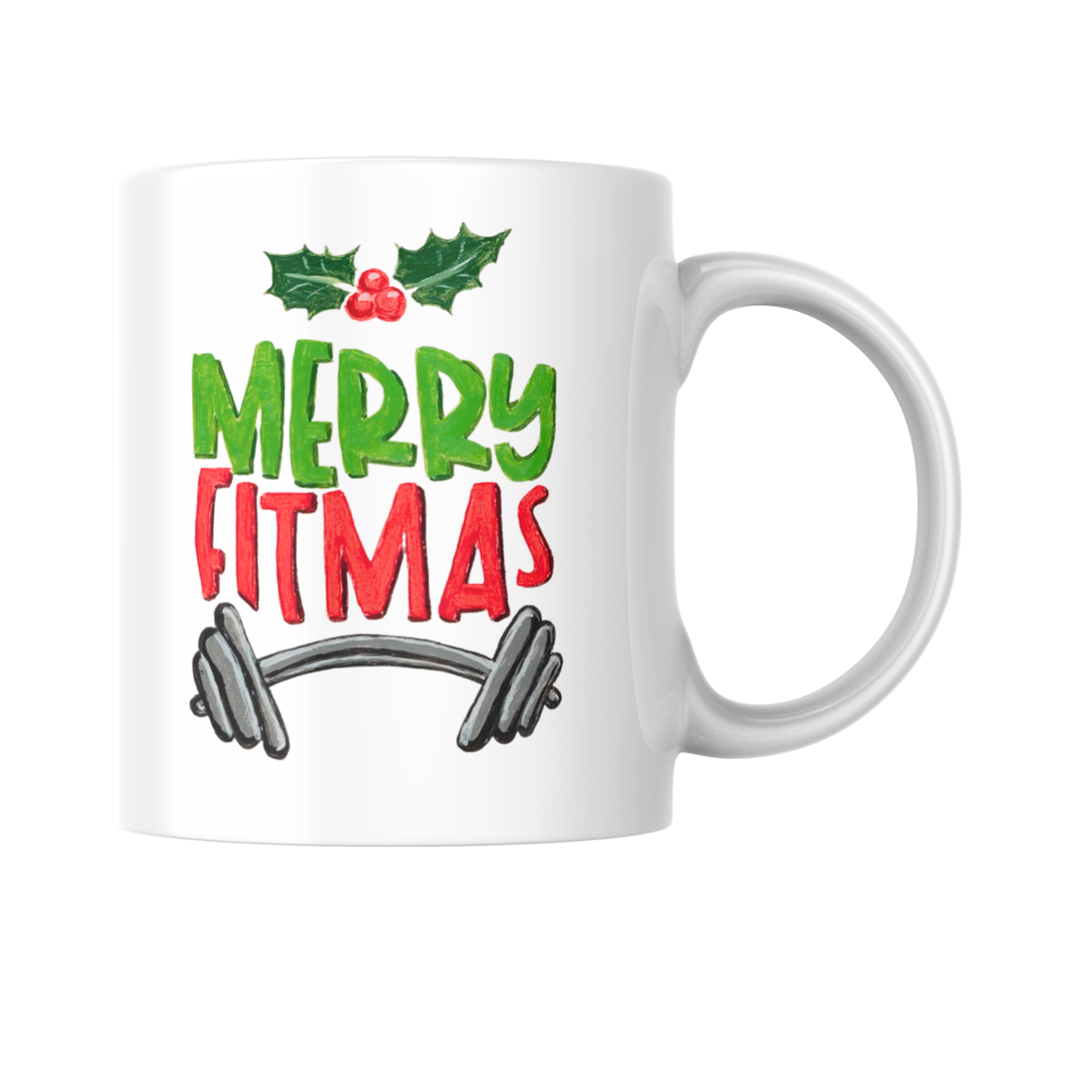 Merry Fitmas Dumbbell Mug – Fitness Christmas Ceramic Coffee Mug
