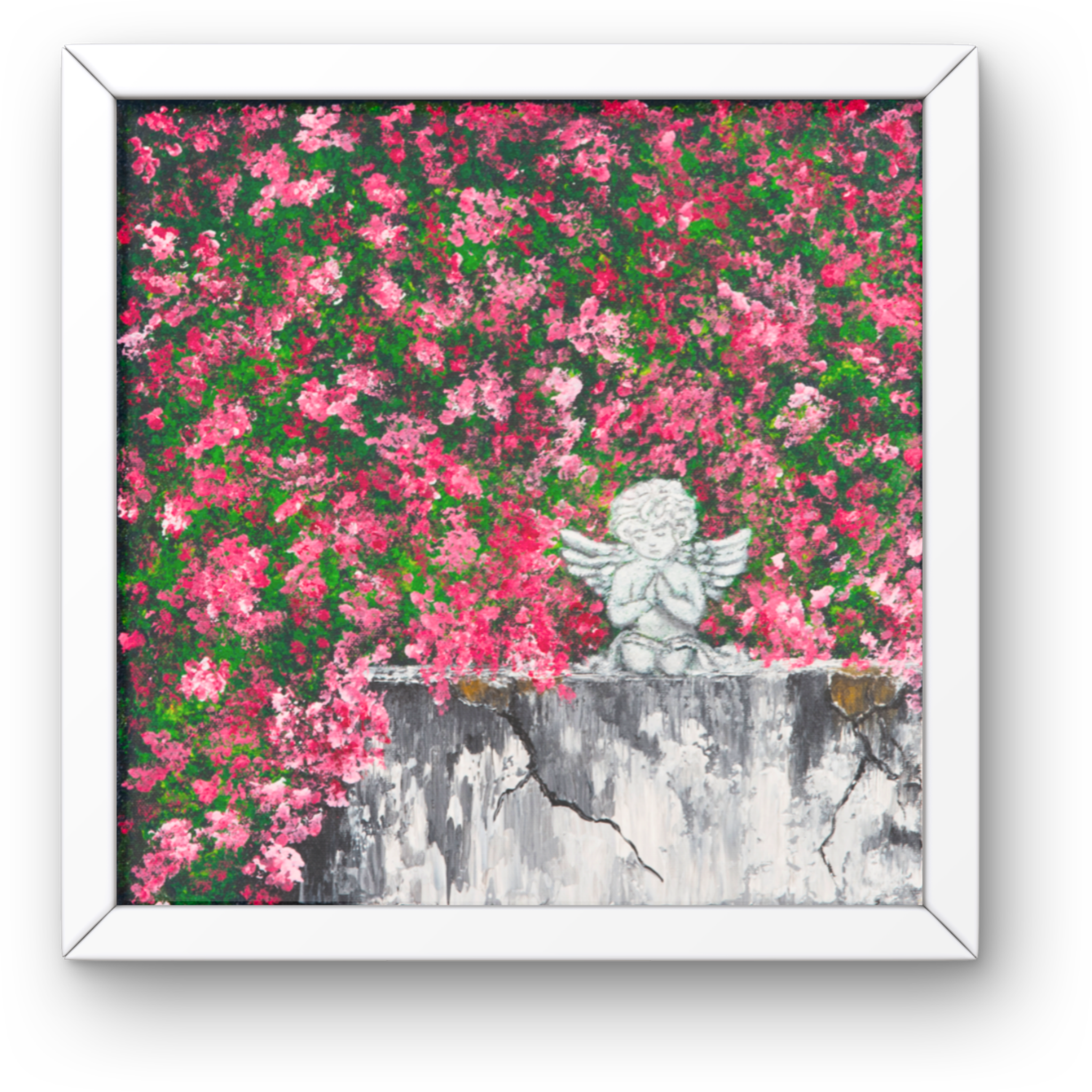 Angel in Bloom Canvas Print – A3 Acrylic Painting Wall Art