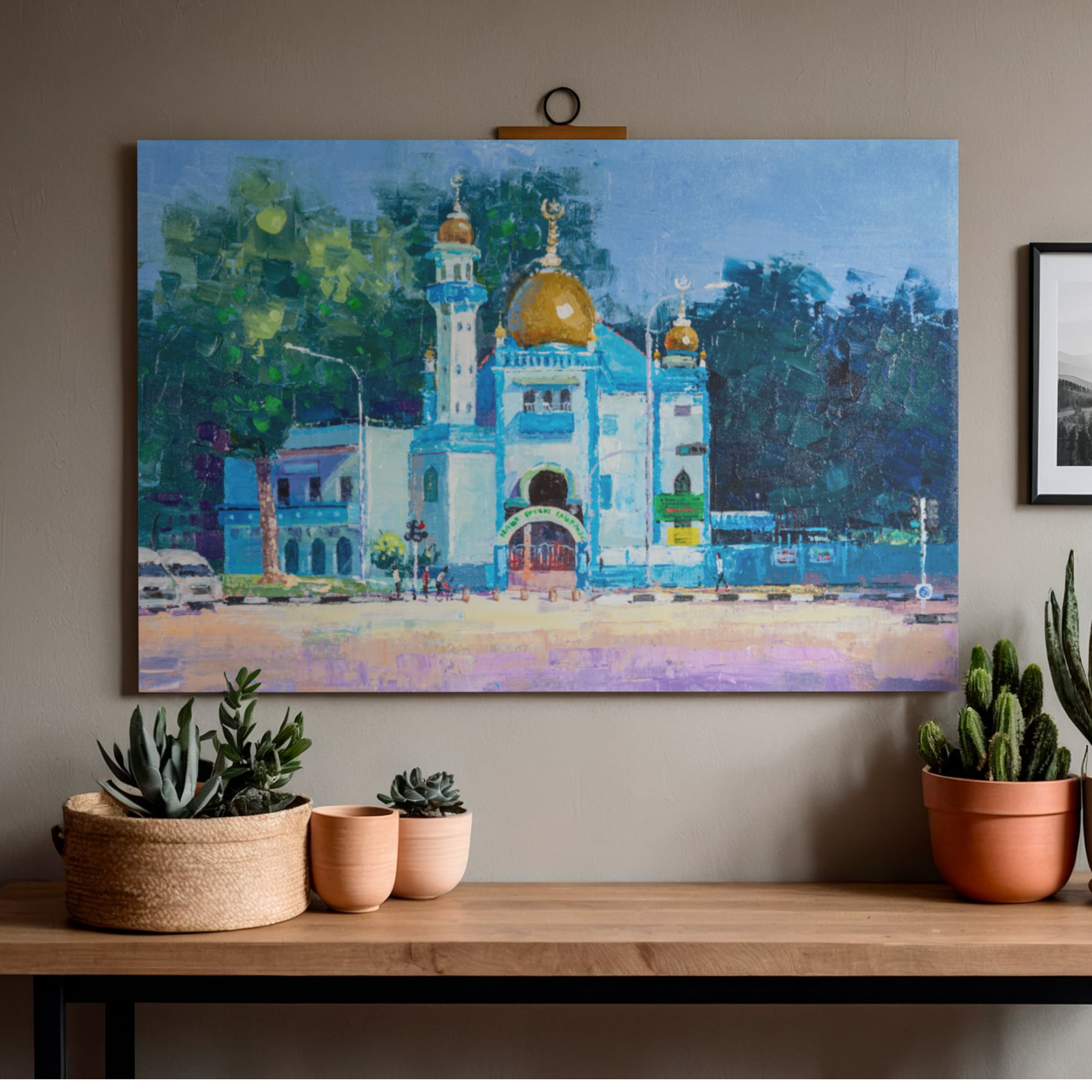 Malabar Mosque Singapore Canvas Print – A3 Cultural Landmark Wall Art