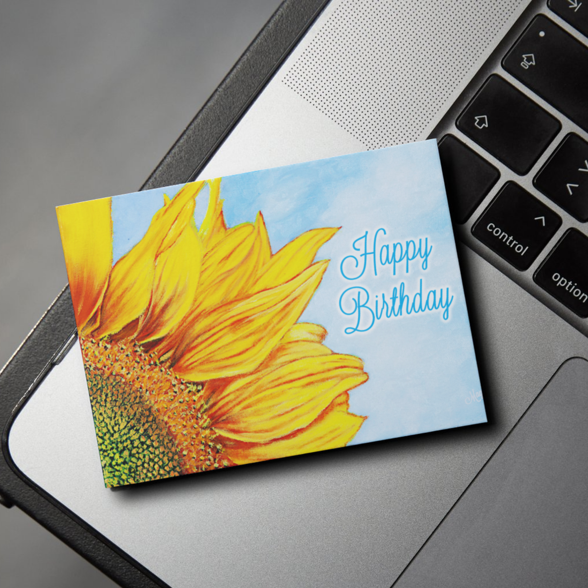 Sunflower Sky Card – Happy Birthday Greeting Card with Sunflower & Blue Sky Background
