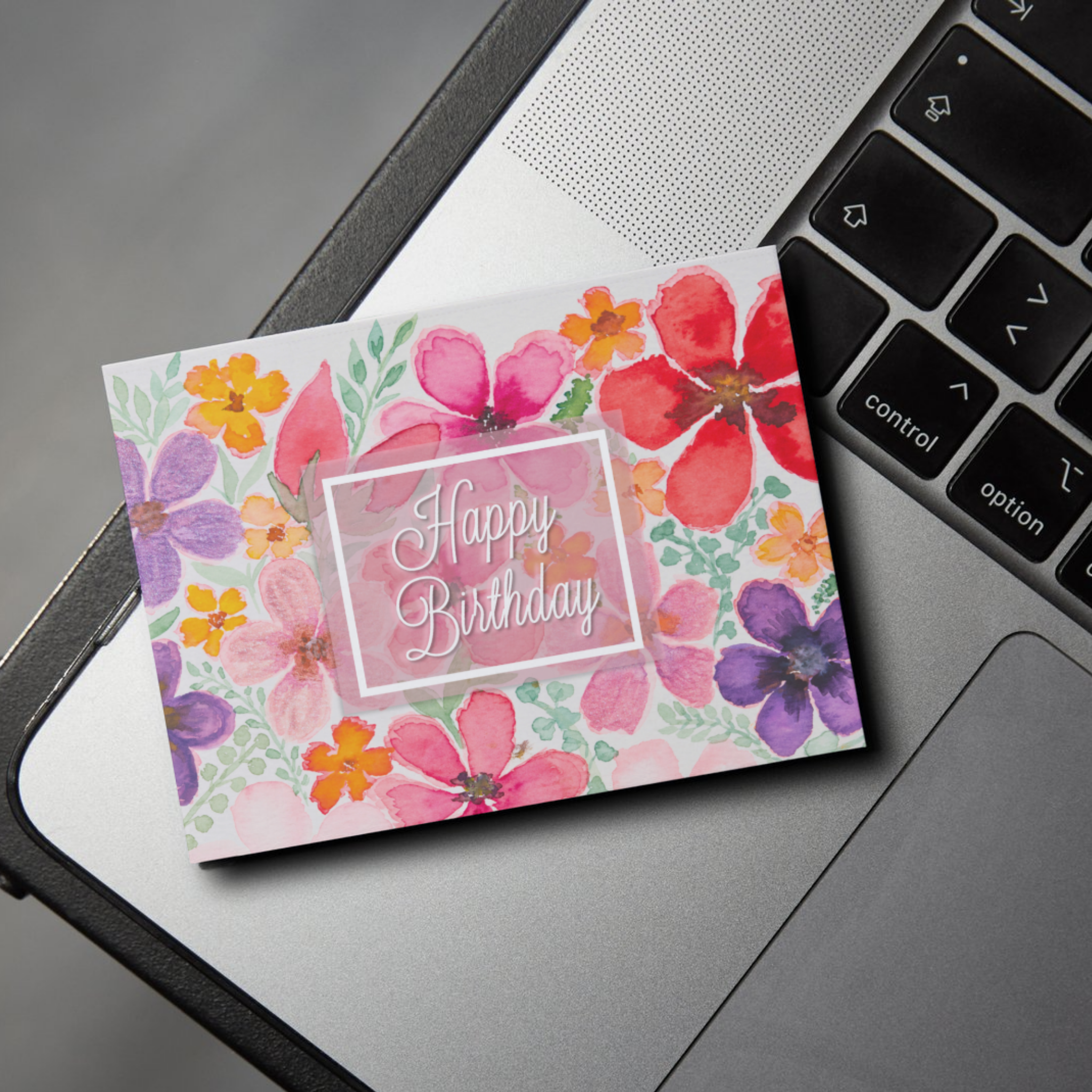 Vibrant Bloom Birthday Card – Watercolour Floral Design