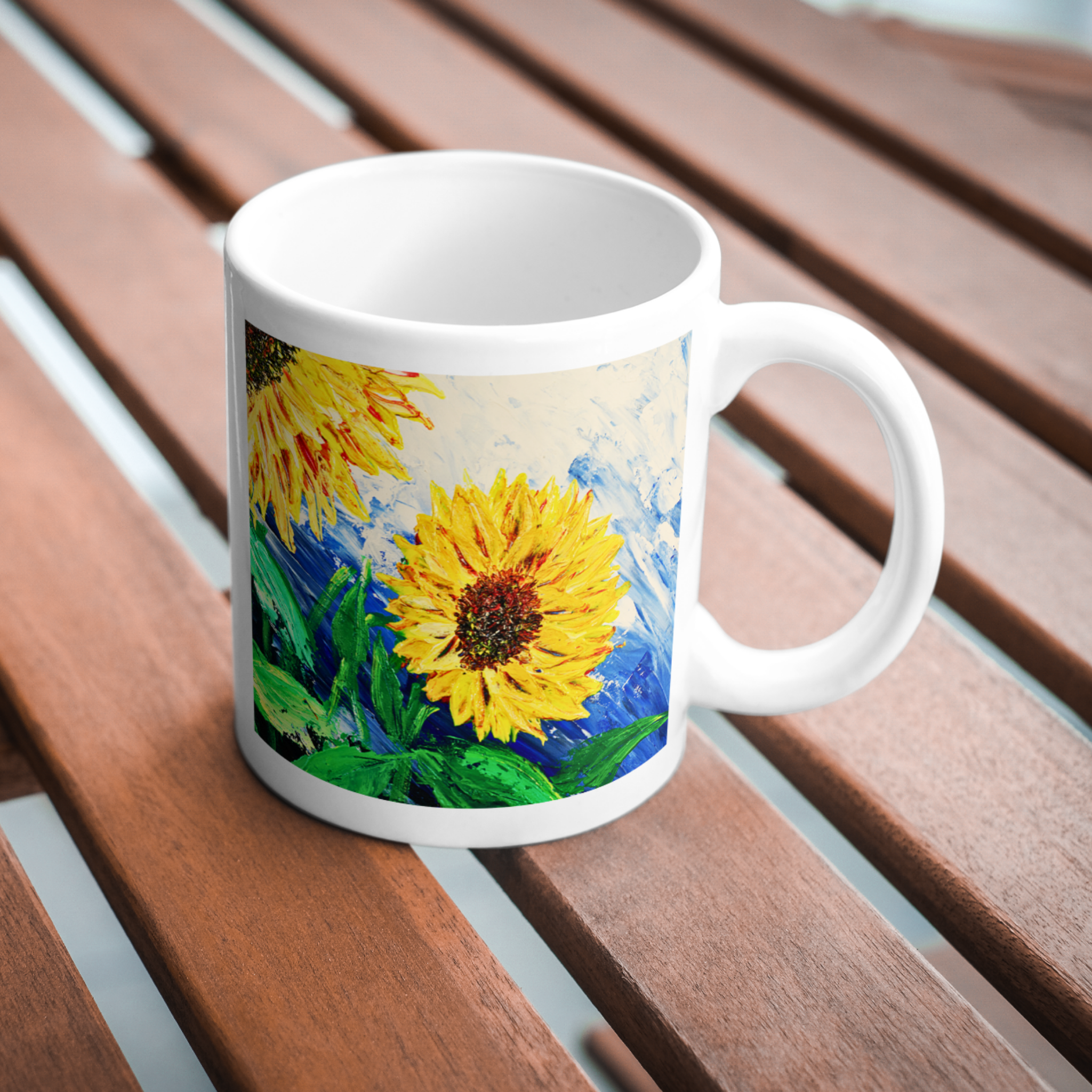 Sunlit Bloom Mug – Two Sunflowers Ceramic Coffee Mug