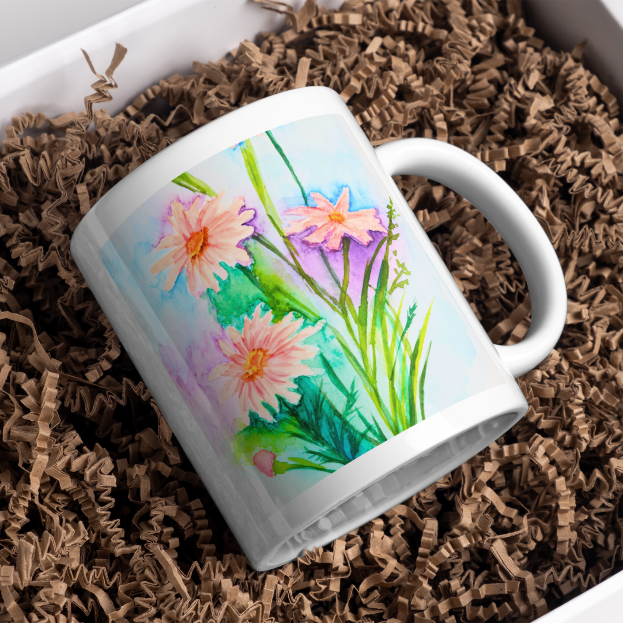 Dreamy Pink Bouquet Mug – Watercolor Floral Ceramic Coffee Mug