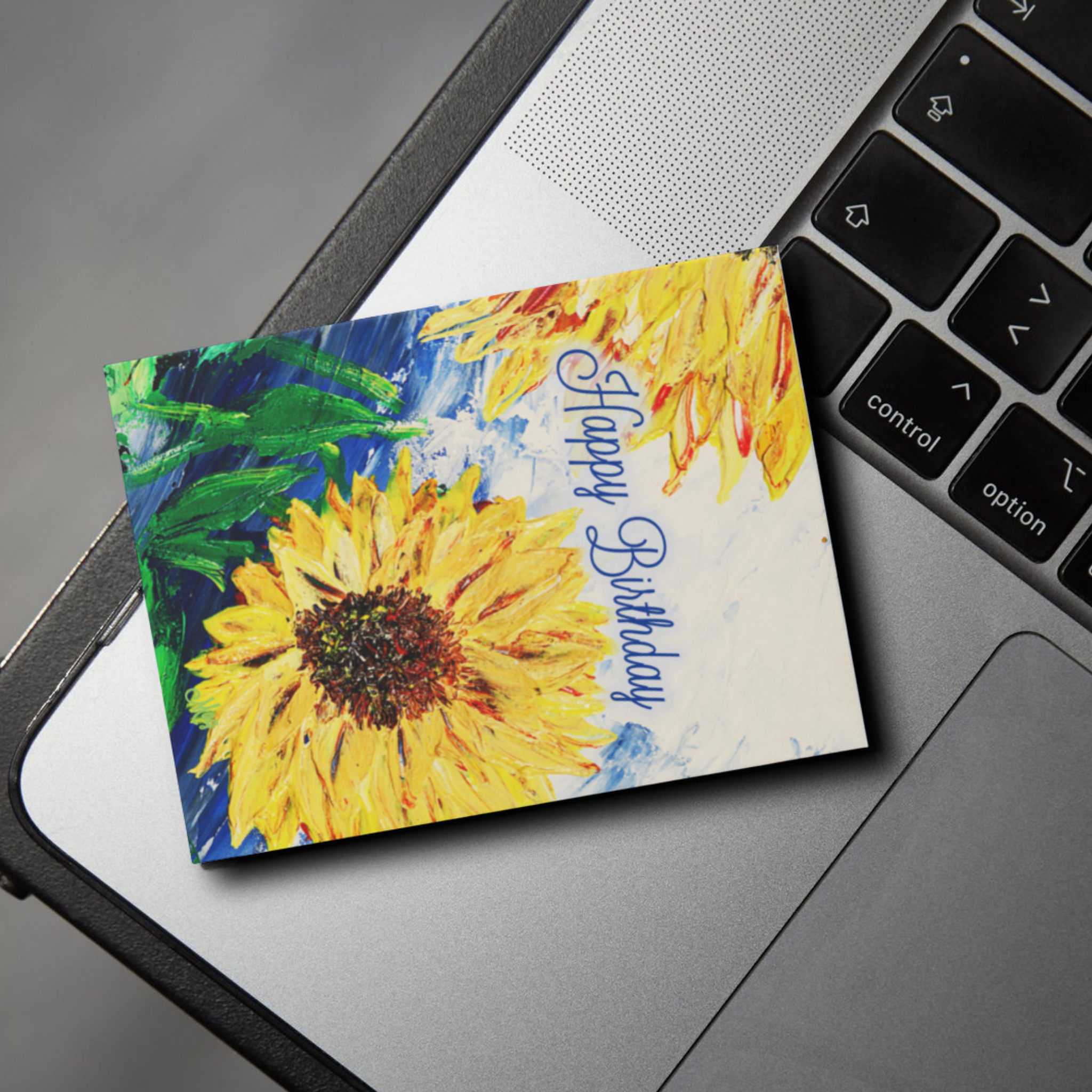 Sunflower Joy Card – Happy Birthday Greeting Card with Bold Sunflower Painting