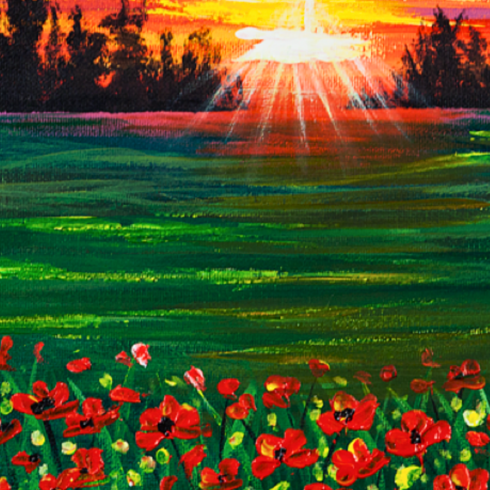 Sunset Field Canvas Print – A3 Romantic Landscape Wall Art