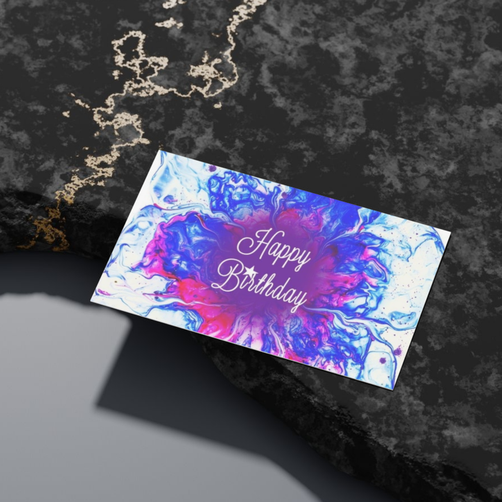 Celestial Bloom Card – Happy Birthday Greeting Card with Abstract Floral Design
