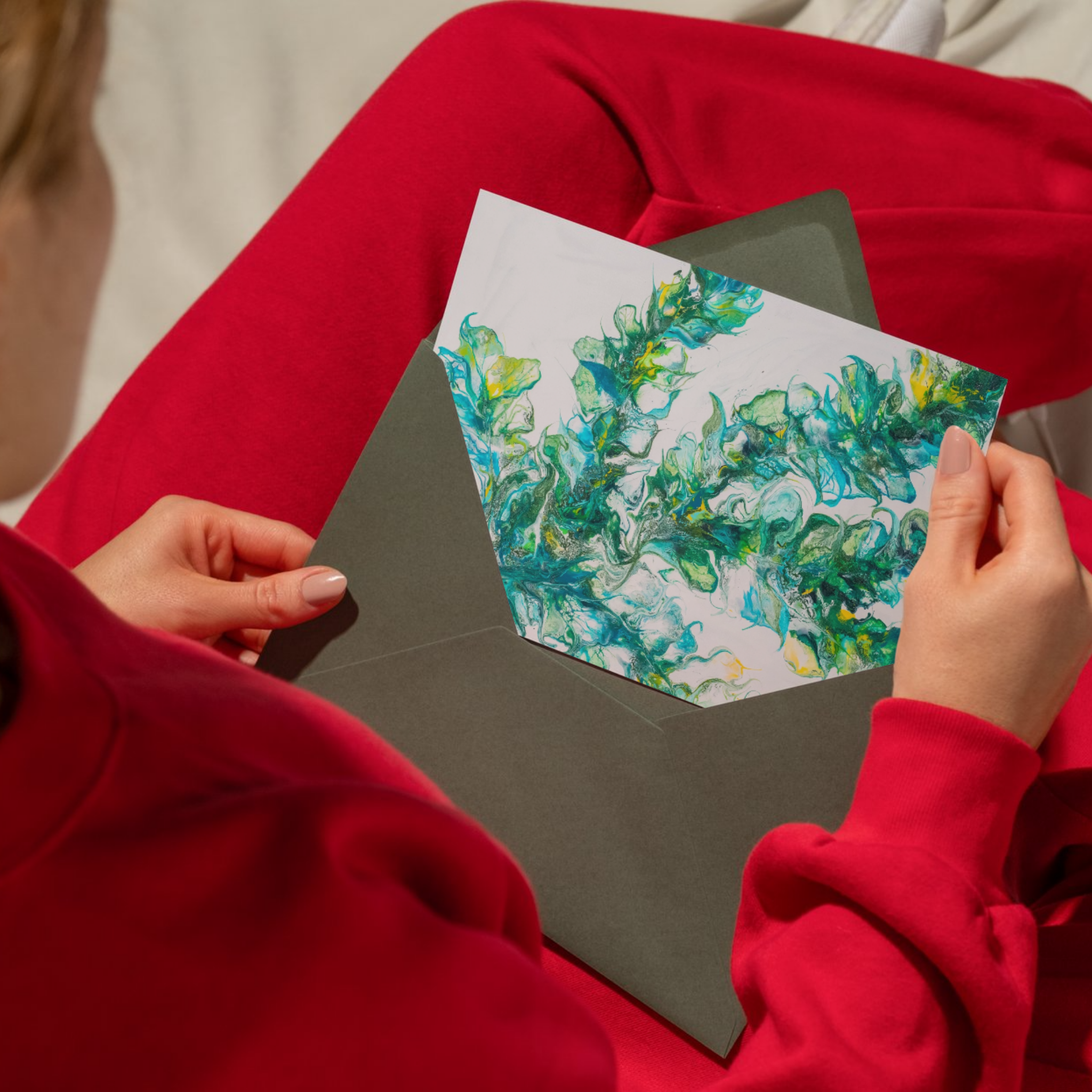 Whispers of Motion – Blank Greeting Card with Craft Envelope & Organic Abstract Artwork