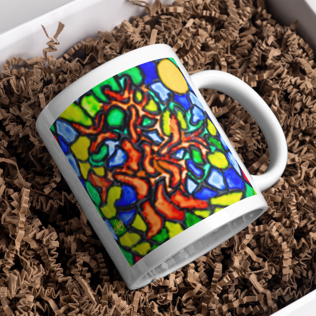Stained Glass Tree of Life Mug – Vibrant Mosaic Ceramic Coffee Mug