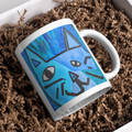 Picasso-Inspired Blue Cat Mug – Bold Abstract Cat Ceramic Coffee Mug