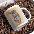 Playful Husky with Red Ball Mug – Energetic Dog Ceramic Coffee Mug