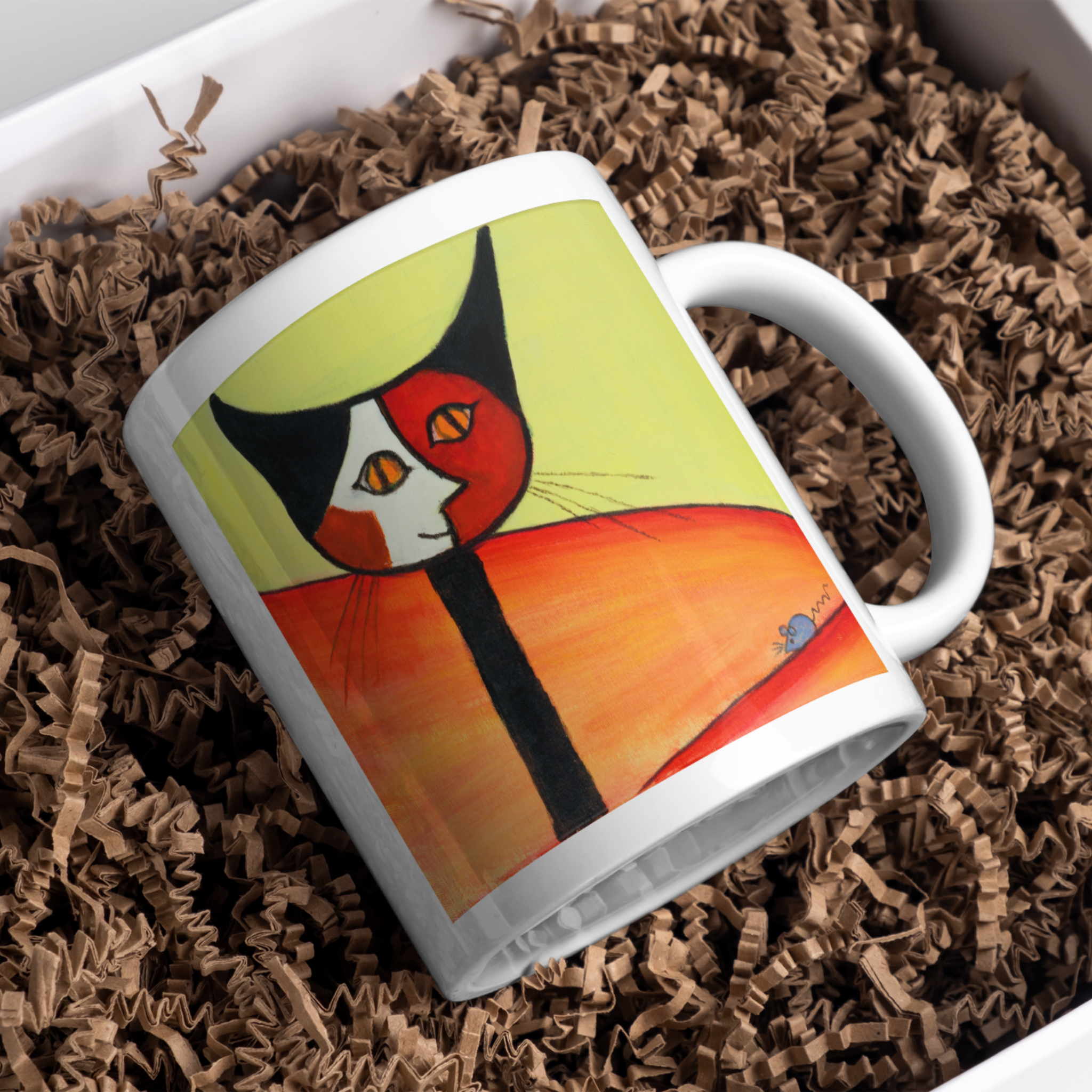 Picasso Cat & Mouse Mug – Bold Abstract Art Ceramic Coffee Mug