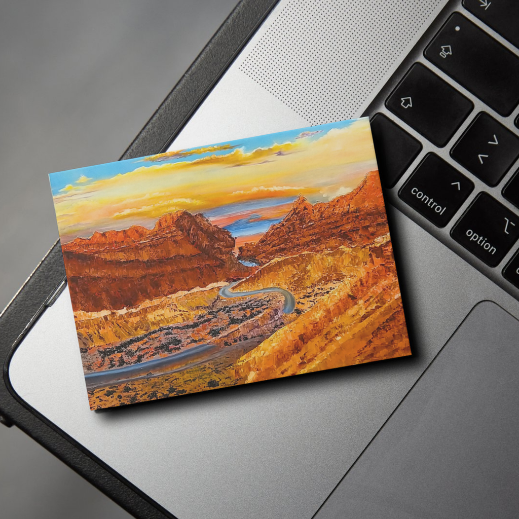 Sunset Canyon Landscape Card – Acrylic Painting Design