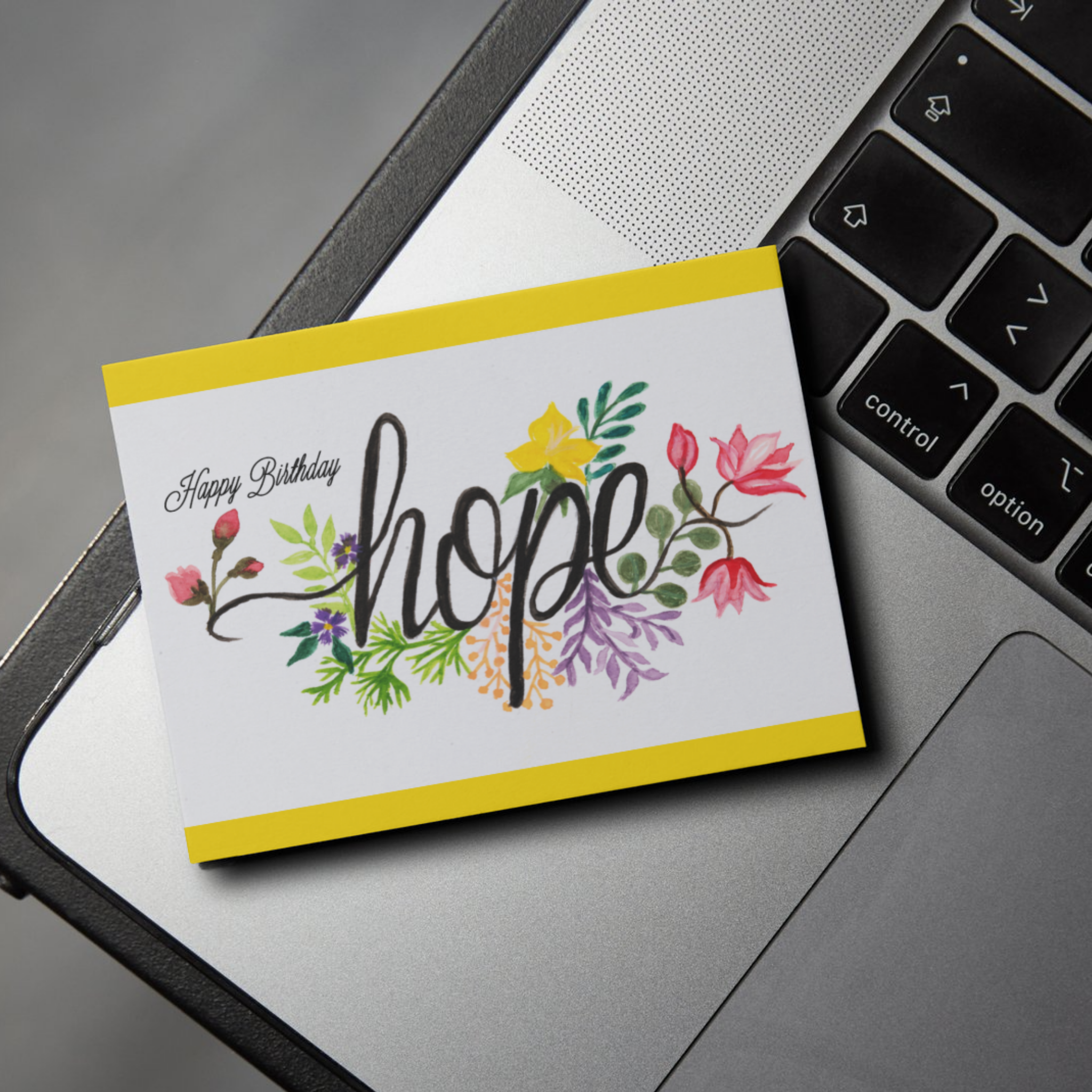Hope Birthday Card – Floral Line & Wash Design