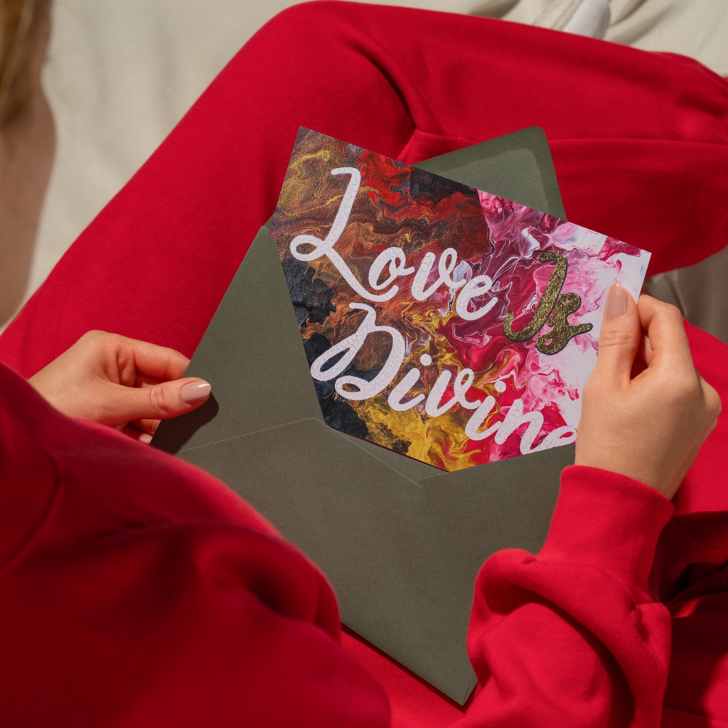 Love Is Divine – Blank Greeting Card with Craft Envelope & Expressive Abstract Artwork