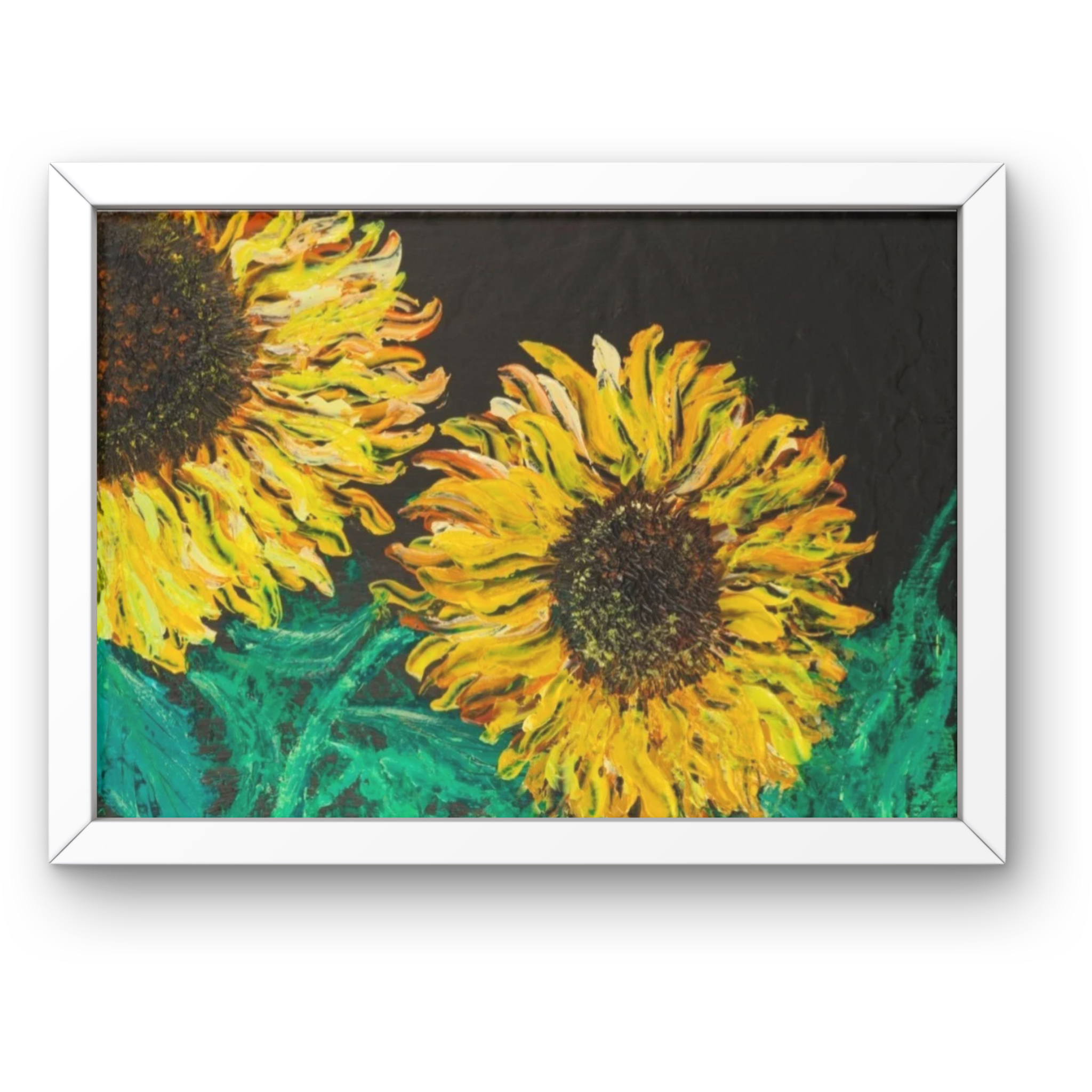 Sunflowers in the Dark Canvas Print – A3 Bold Floral Wall Art
