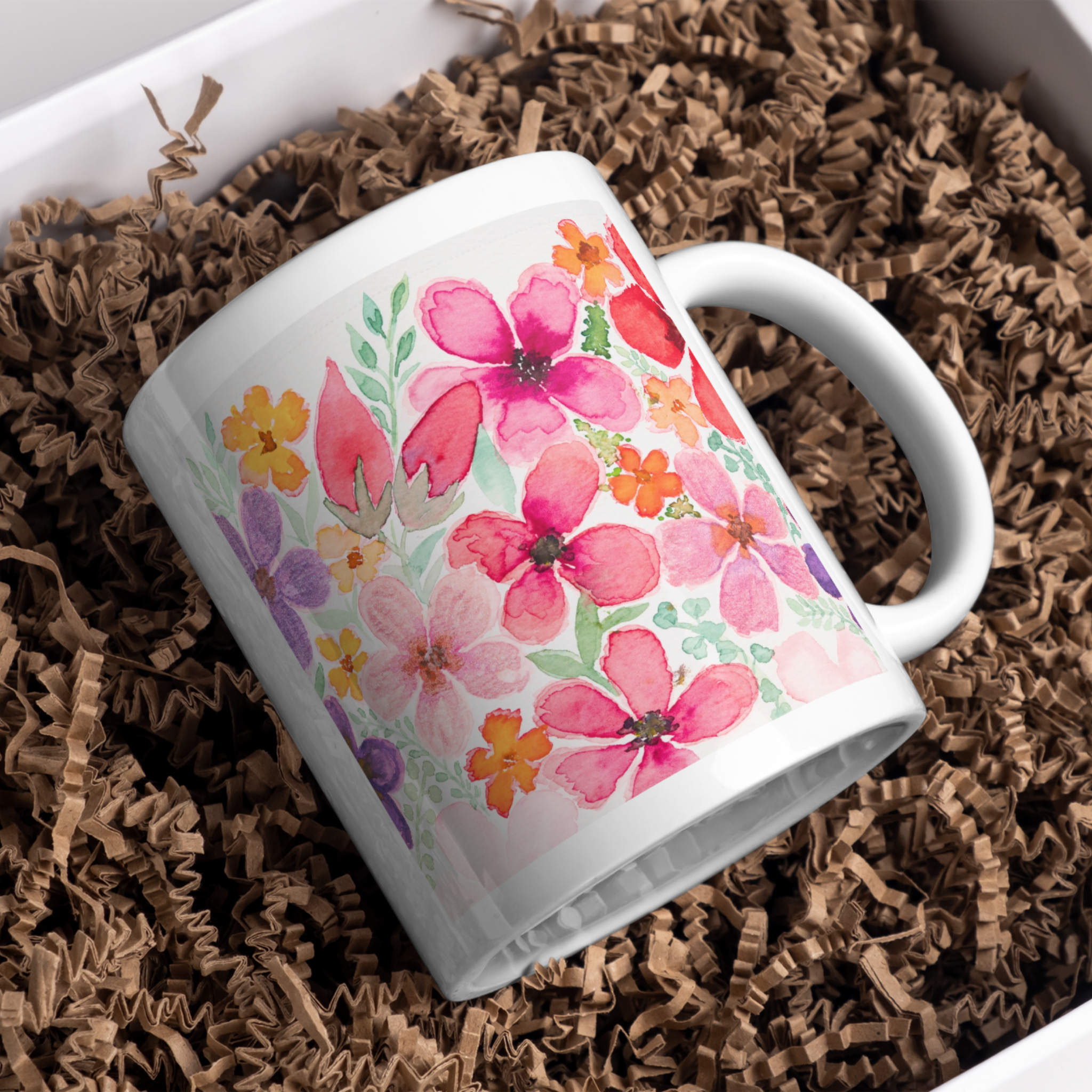 Vibrant Bouquet Mug – Colorful Watercolor Ceramic Coffee Mug