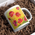 Golden Field Poppies Mug – Textured Floral Ceramic Coffee Mug