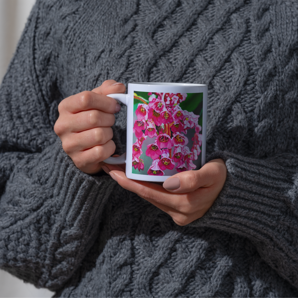 Pink Frankincense Flowers Mug – Delicate Floral Ceramic Coffee Mug