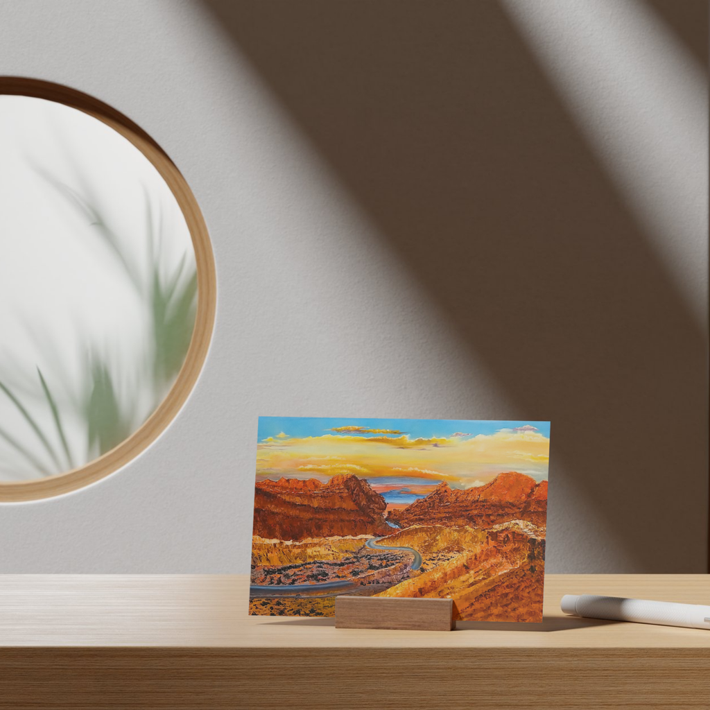 Sunset Canyon Landscape Card – Acrylic Painting Design