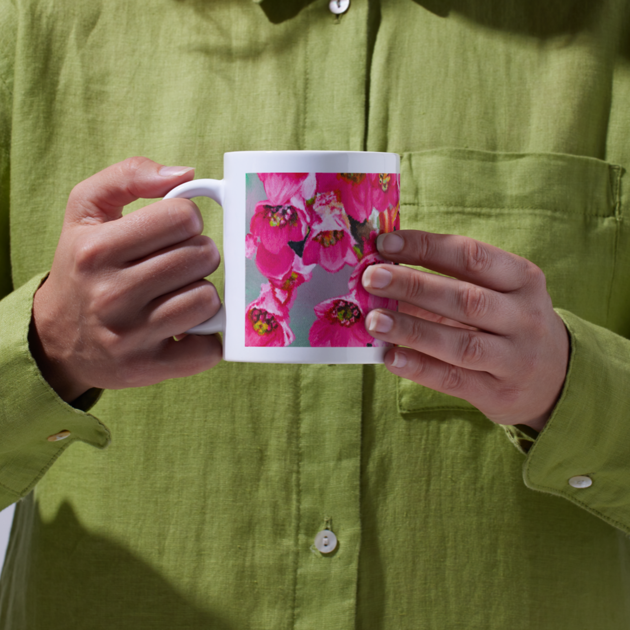 Pink Frankincense Flowers Mug – Delicate Floral Ceramic Coffee Mug