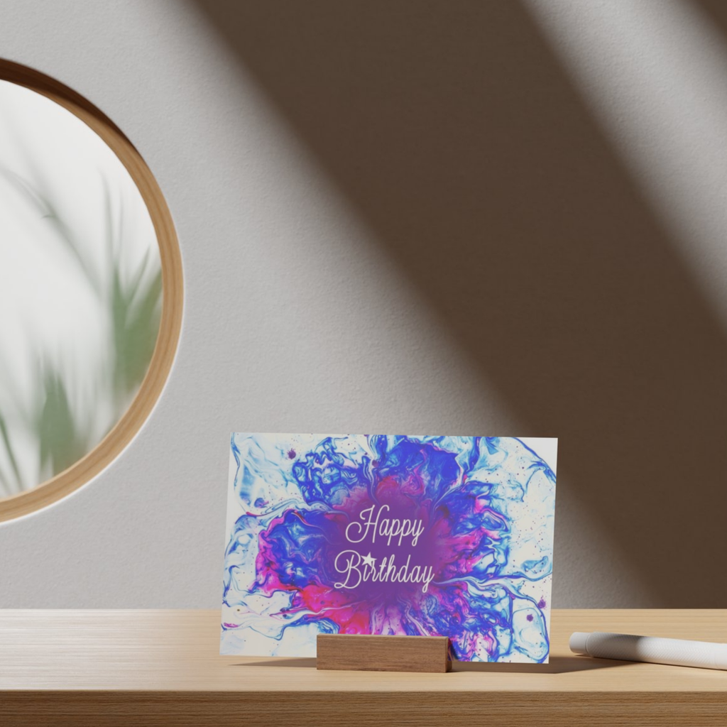 Celestial Bloom Card – Happy Birthday Greeting Card with Abstract Floral Design