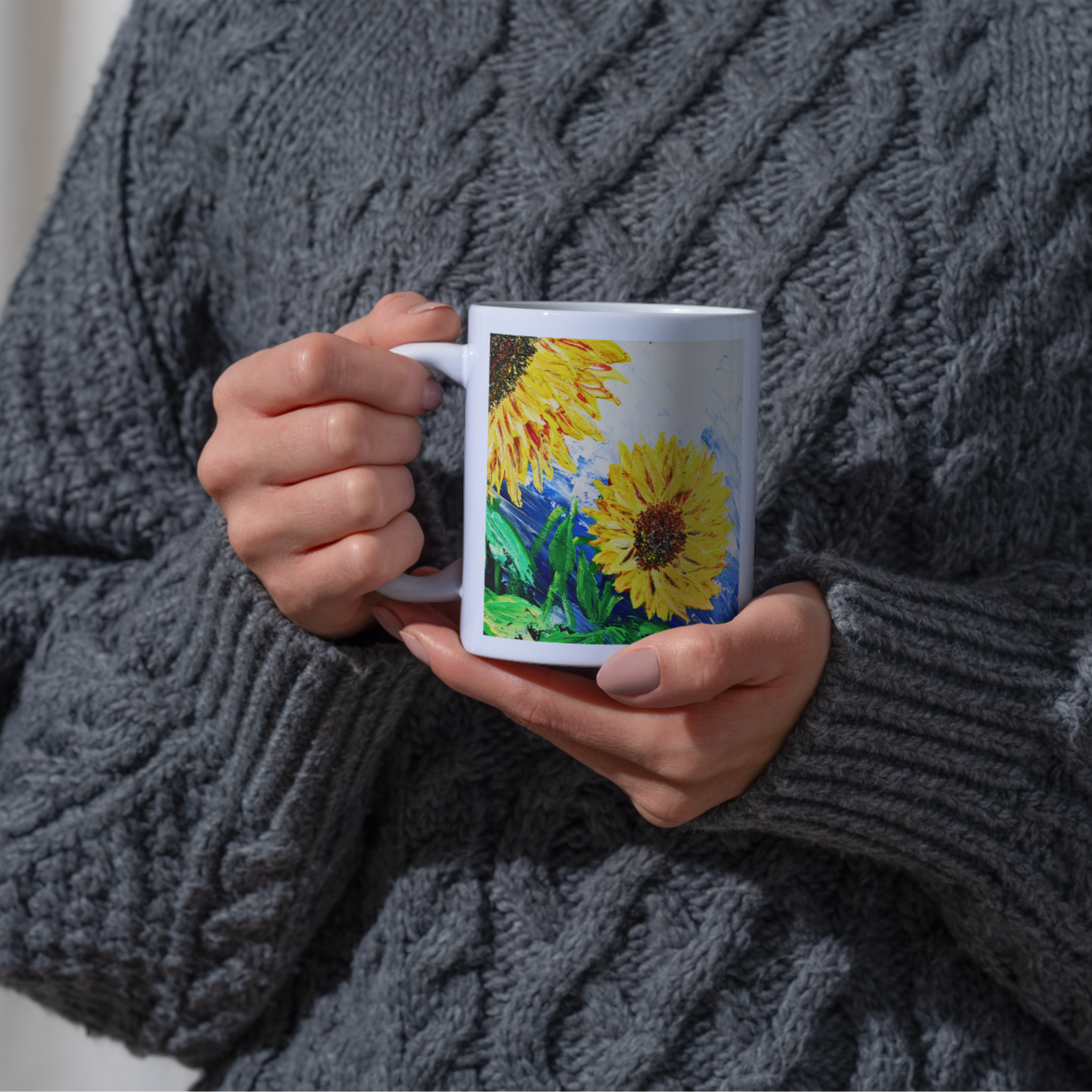 Sunlit Bloom Mug – Two Sunflowers Ceramic Coffee Mug