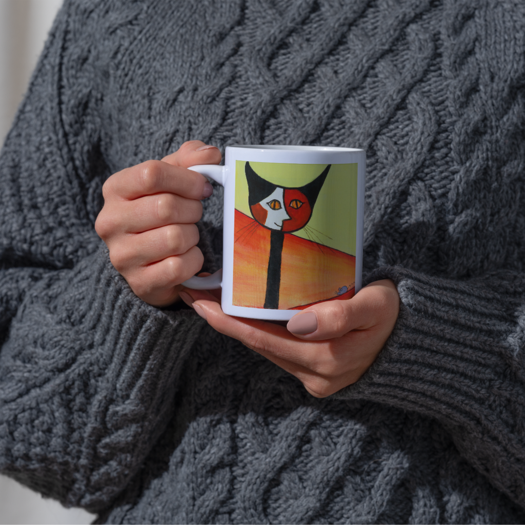 Picasso Cat & Mouse Mug – Bold Abstract Art Ceramic Coffee Mug