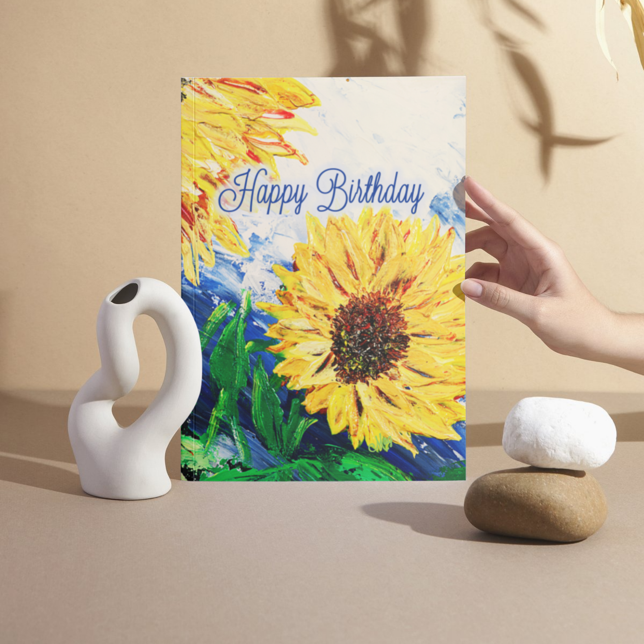 Sunflower Joy Card – Happy Birthday Greeting Card with Bold Sunflower Painting