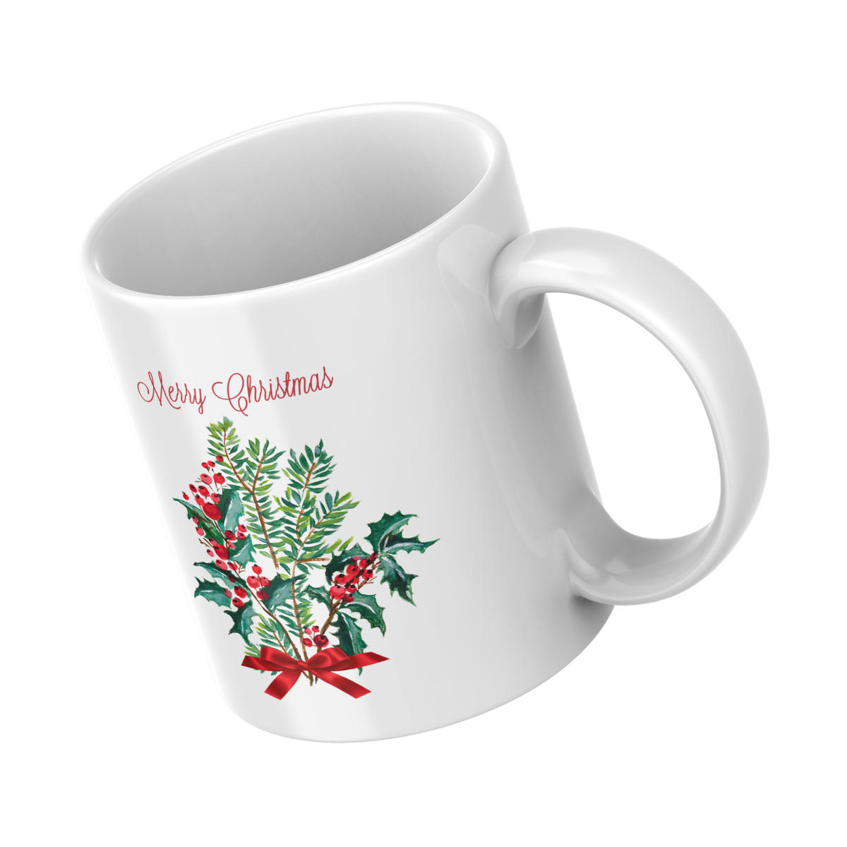 Holly & Berry Bouquet Mug – Traditional Christmas Ceramic Coffee Mug