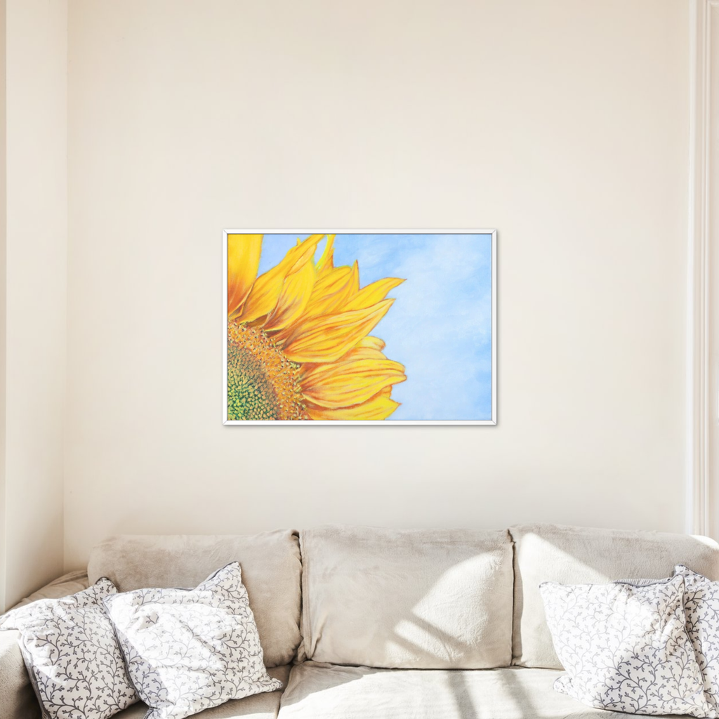 Sunflower Sky Canvas Print – A3 Soft Yellow Floral Wall Art
