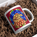 Stained Glass Eagle Portrait Mug – Bold Wildlife Mosaic Ceramic Coffee Mug