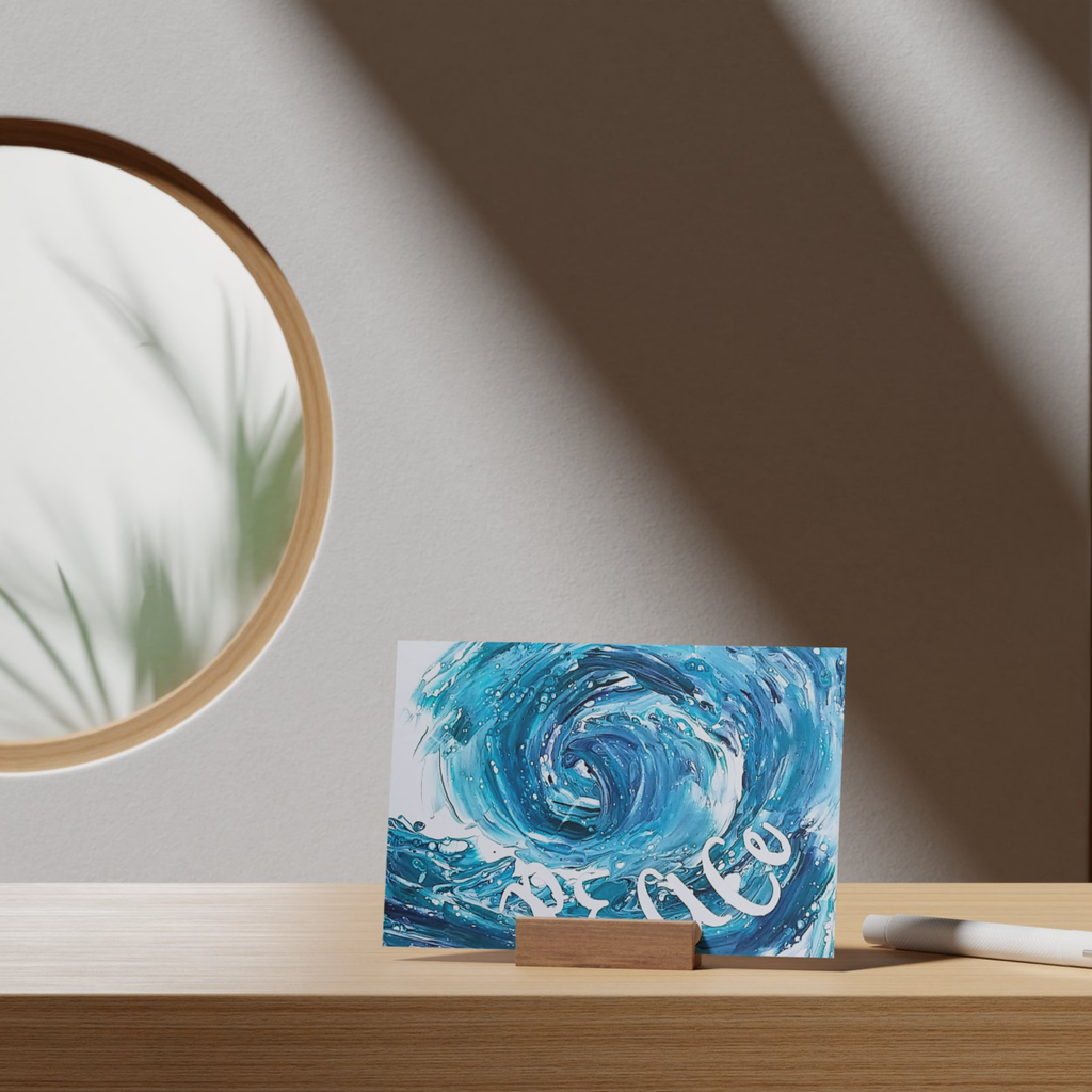 Original Acrylic Pour Wave Art Card – Ocean Peace
