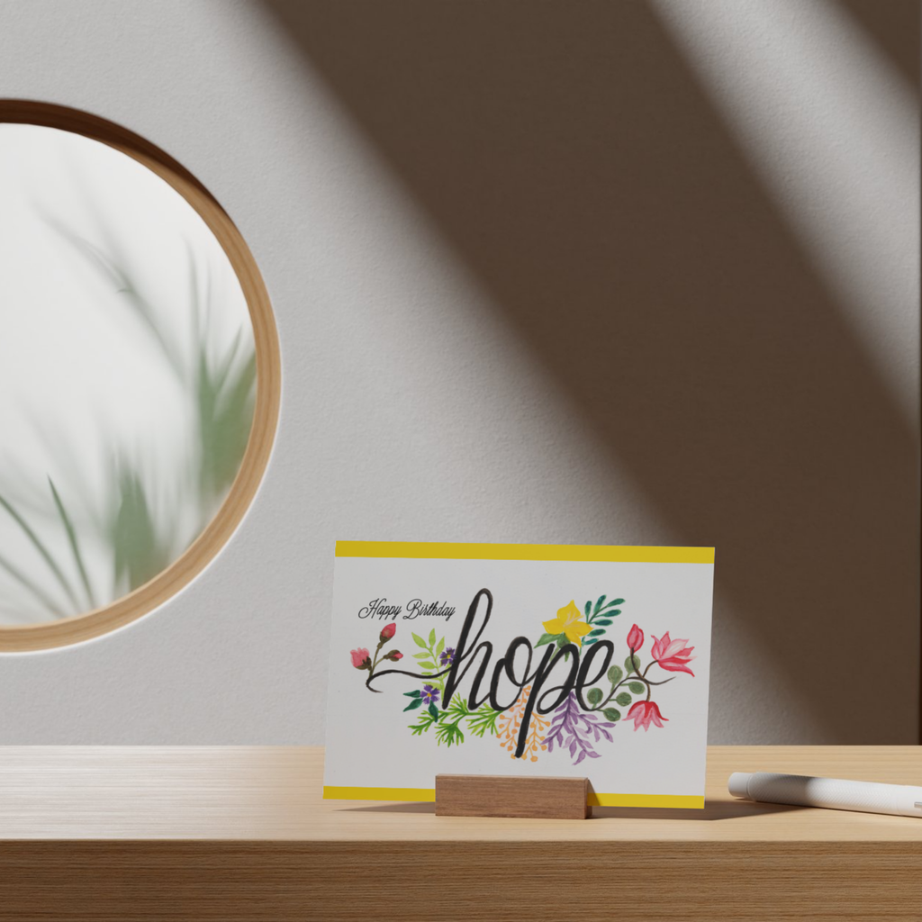 Hope Birthday Card – Floral Line & Wash Design