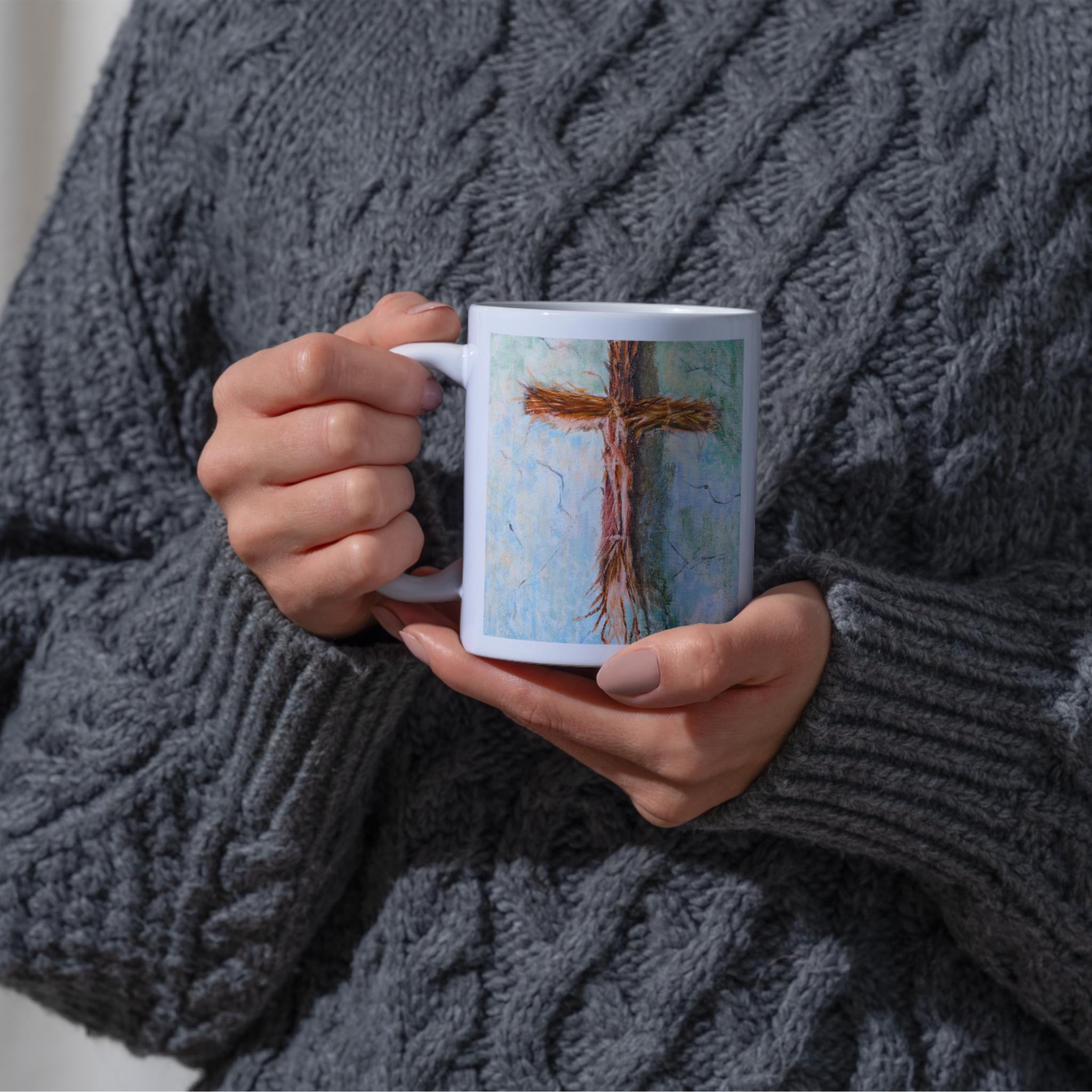 Rooted Cross Mug – Psalms 91 Faith Ceramic Coffee Mug