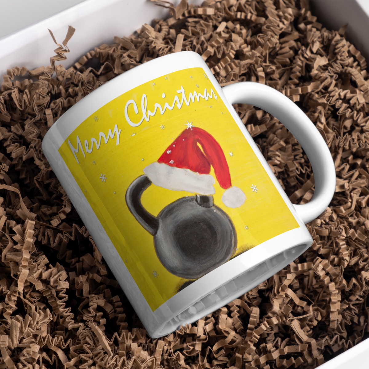 Kettlebell Santa Mug – Merry Fitmas Ceramic Coffee Mug