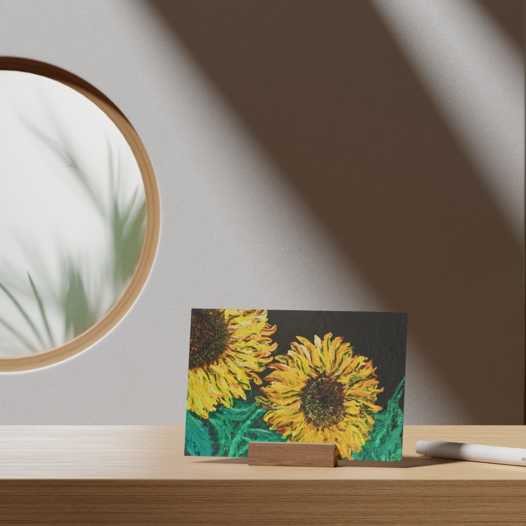 Sunflowers in the Dark — Original Acrylic Painting Card | Bold Floral Art Gift