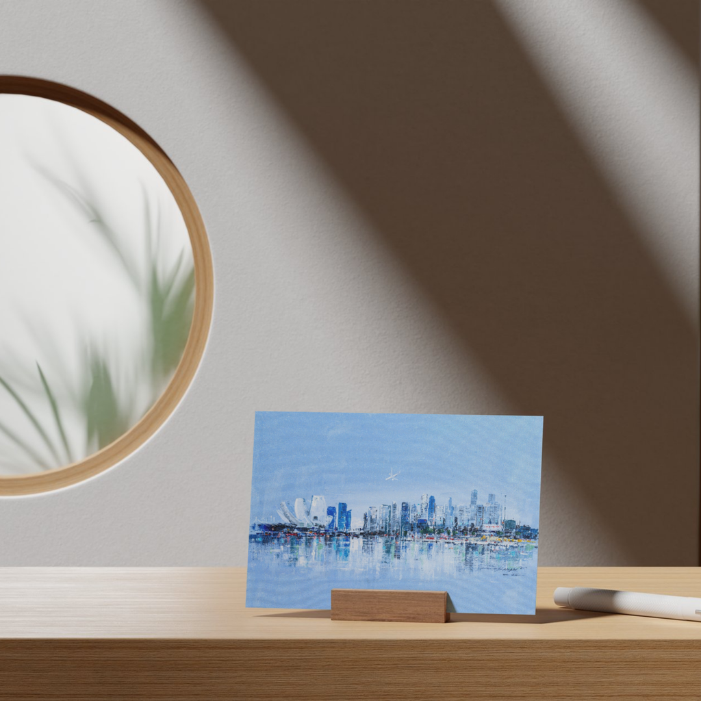 Singapore Skyline Landscape Card – Curated Acrylic Painting Design