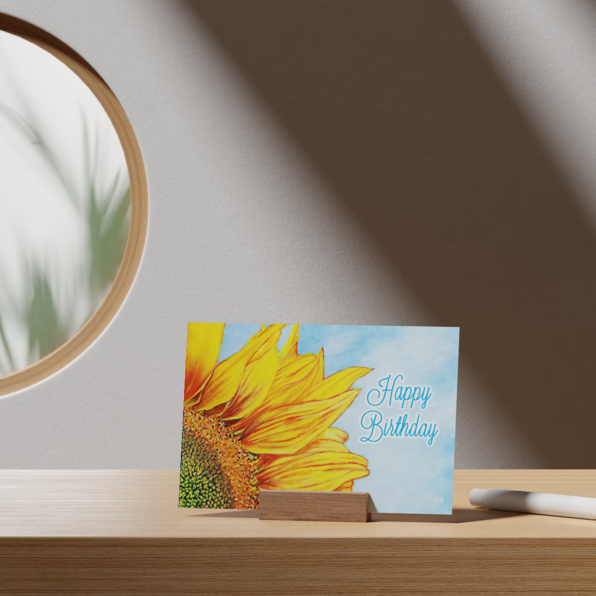 Sunflower Sky Card – Happy Birthday Greeting Card with Sunflower & Blue Sky Background