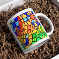 Stained Glass Mountain Landscape Mug – Scenic Mosaic Ceramic Coffee Mug