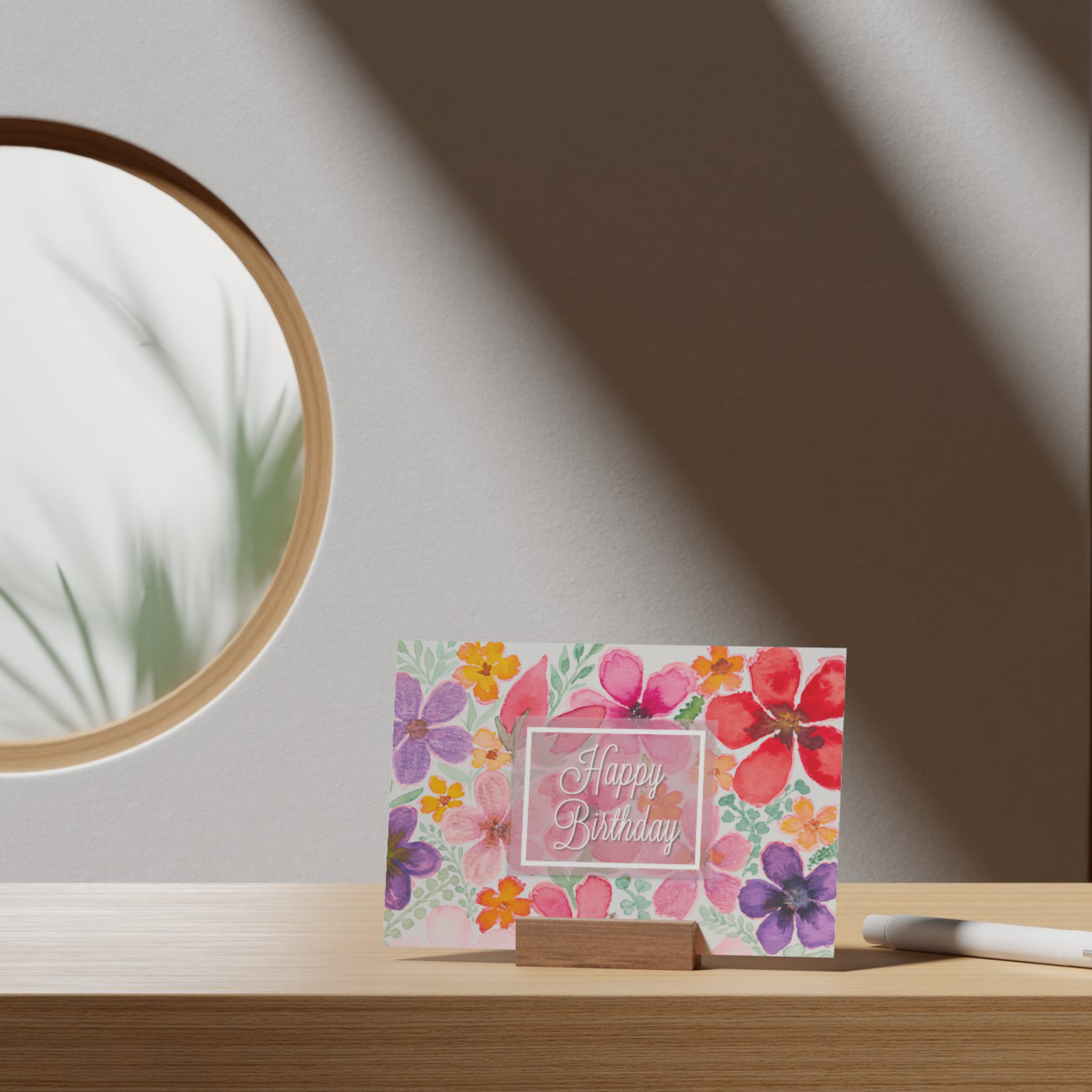 Vibrant Bloom Birthday Card – Watercolour Floral Design